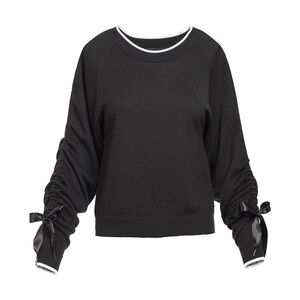 Cop.Copine Black ikaria knit wool blend Sweater Ribbon sleeves